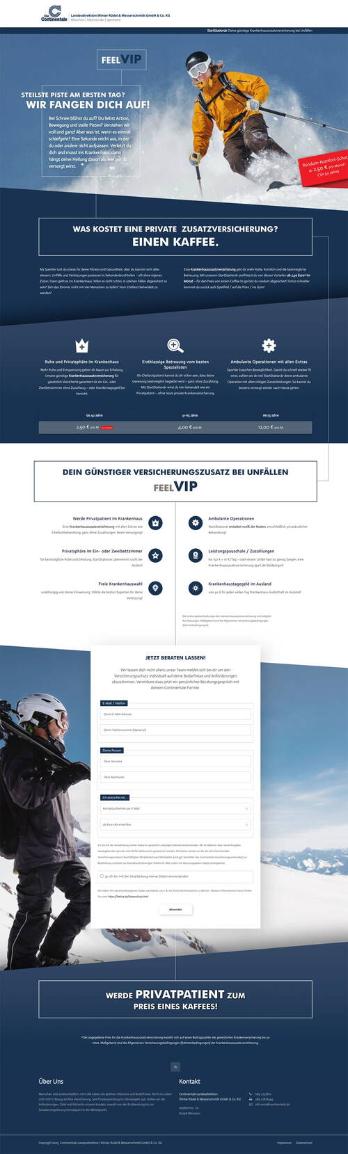 Darstellung der gesamten Website feelVIP der Continental Versicherung.