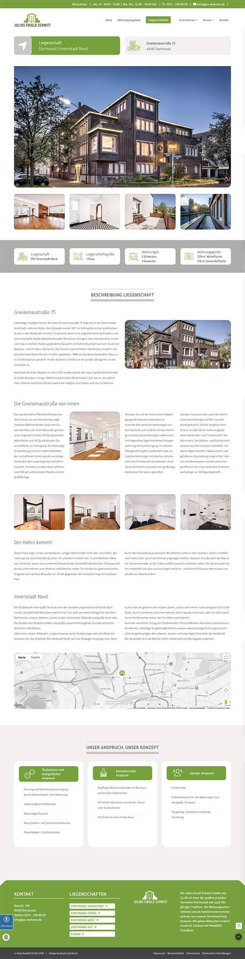 Darstellung einer Liegenschaft auf der Website von Julius Ewald Schmitt.